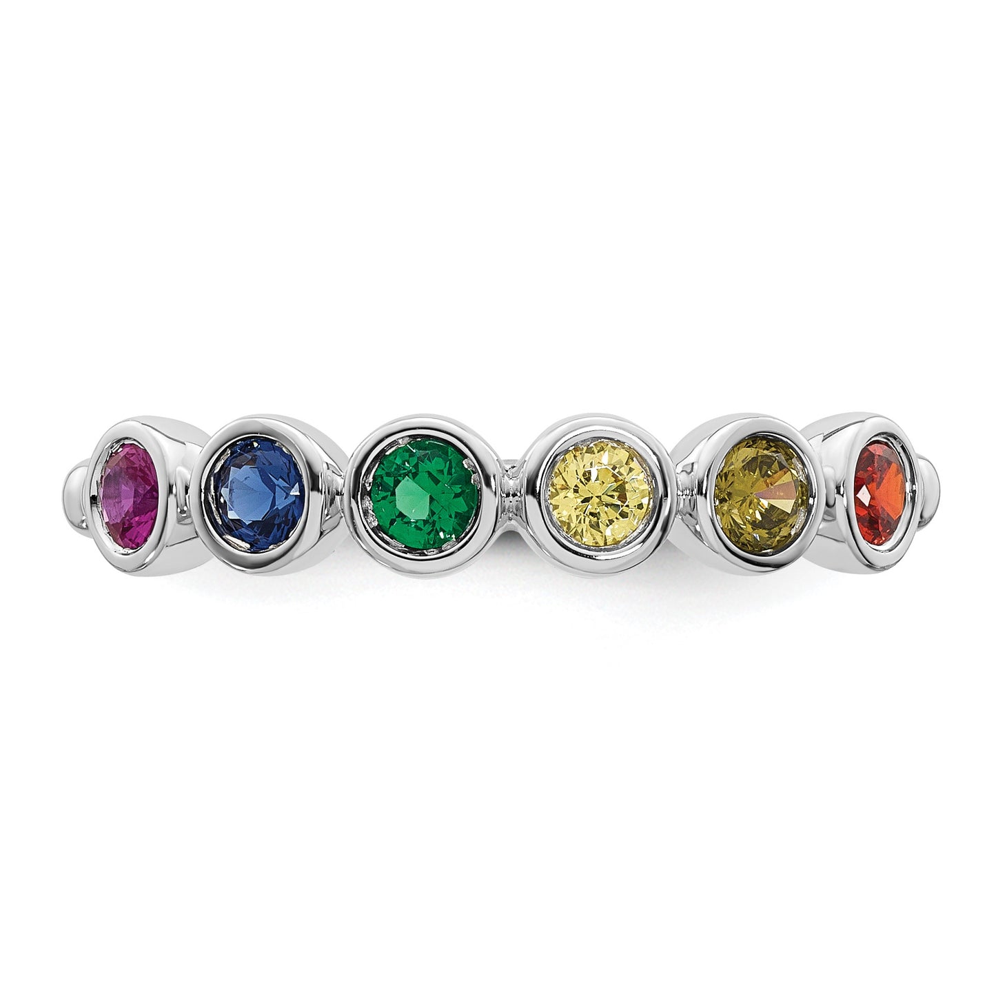 14k White Gold 6 Birthstone Mother's Ring Mounting