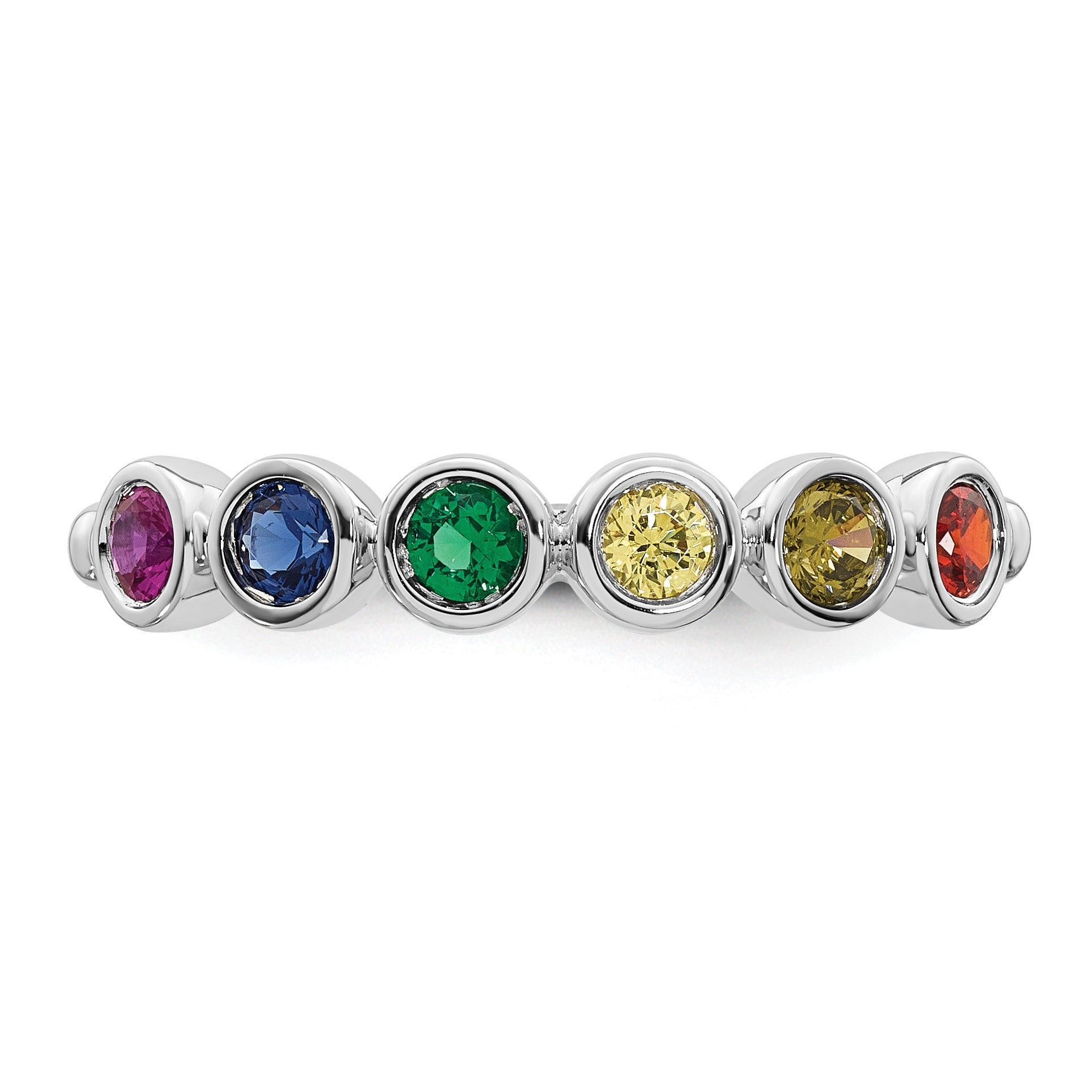 14k White Gold 6 Birthstone Mother's Ring Mounting