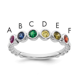 14k White Gold 6 Birthstone Mother's Ring Mounting