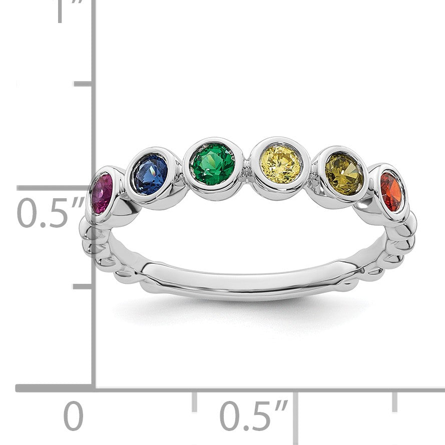 14k White Gold 6 Birthstone Mother's Ring Mounting