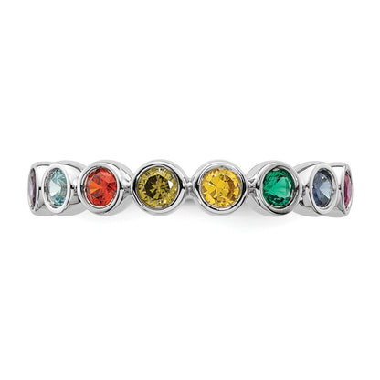 14k White Gold 8 Birthstone Mother's Ring