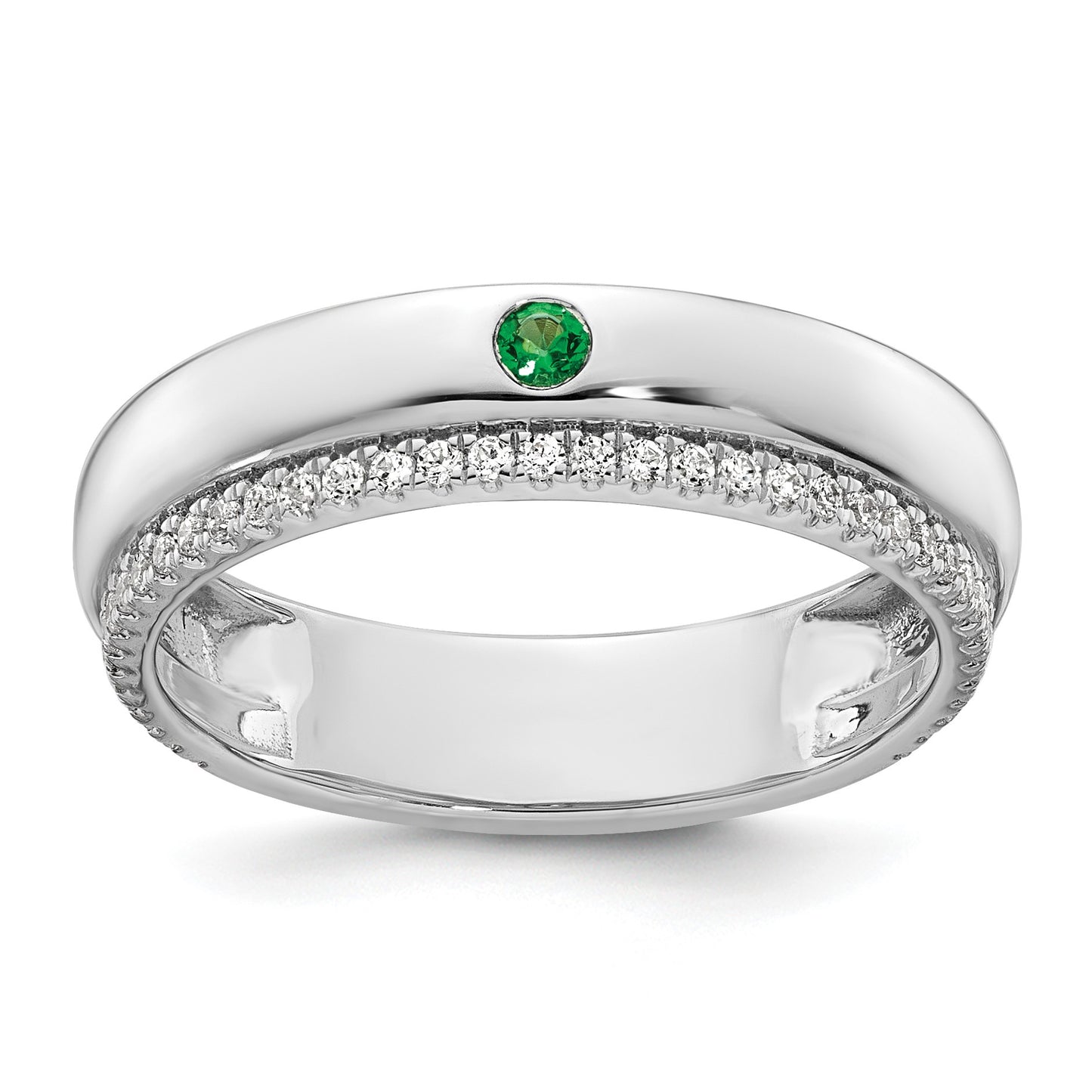 14k WG 1 Birthstone and Diamond Mother's Ring Semi-mount