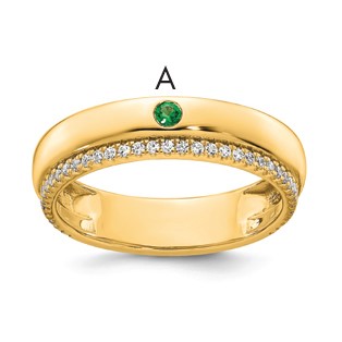 14k 1 Birthstone and Diamond Mother's Ring Semi-mount