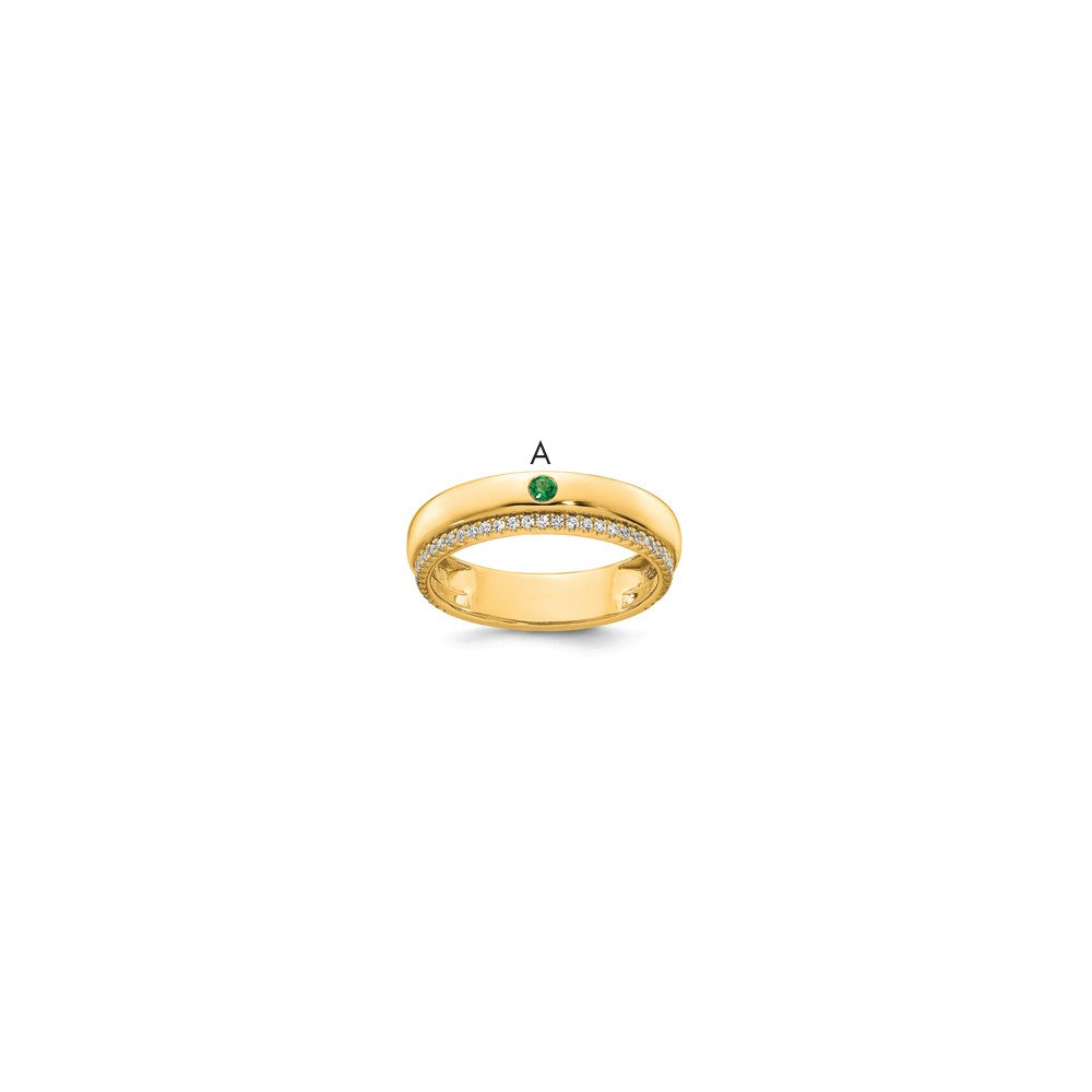 14k 1 Birthstone and Diamond Mother's Ring Semi-mount