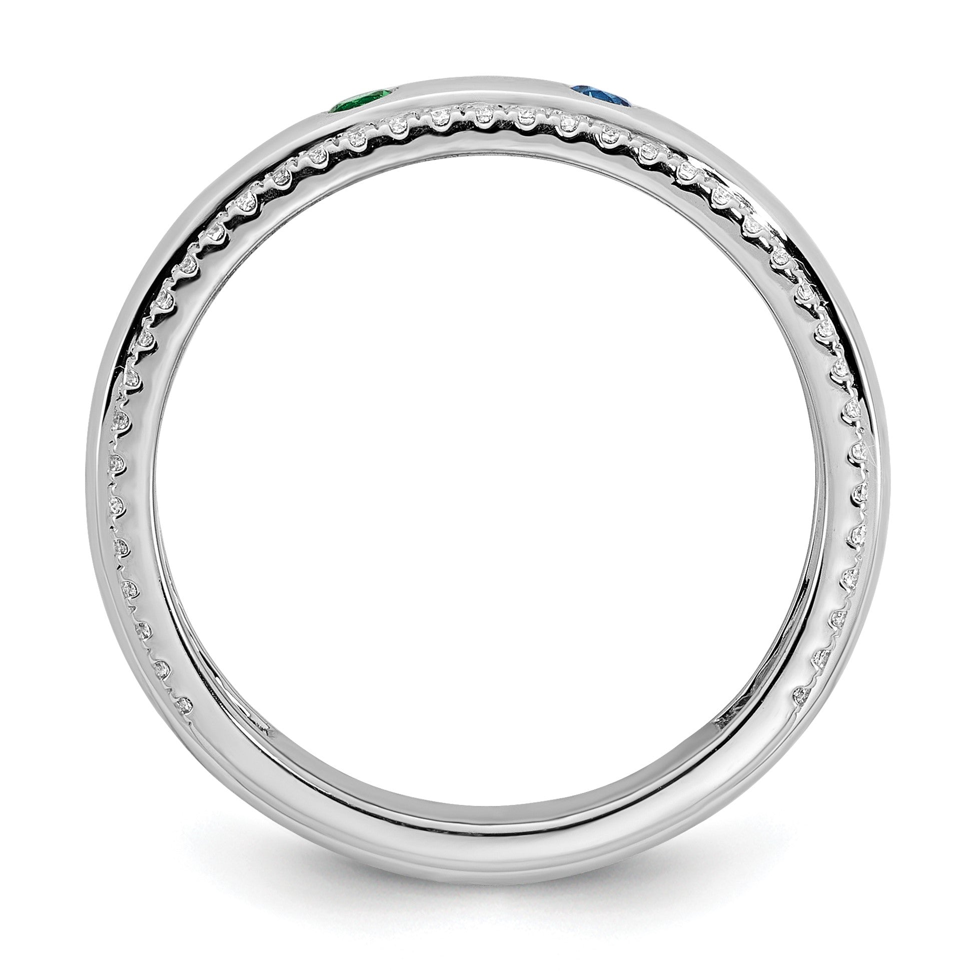 14k WG 2 Birthstone and Diamond Mother's Ring Semi-mount