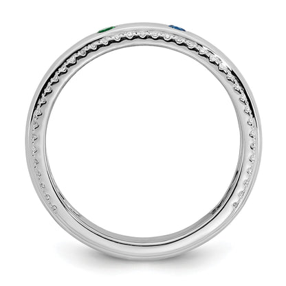 14k WG 2 Birthstone and Diamond Mother's Ring Semi-mount