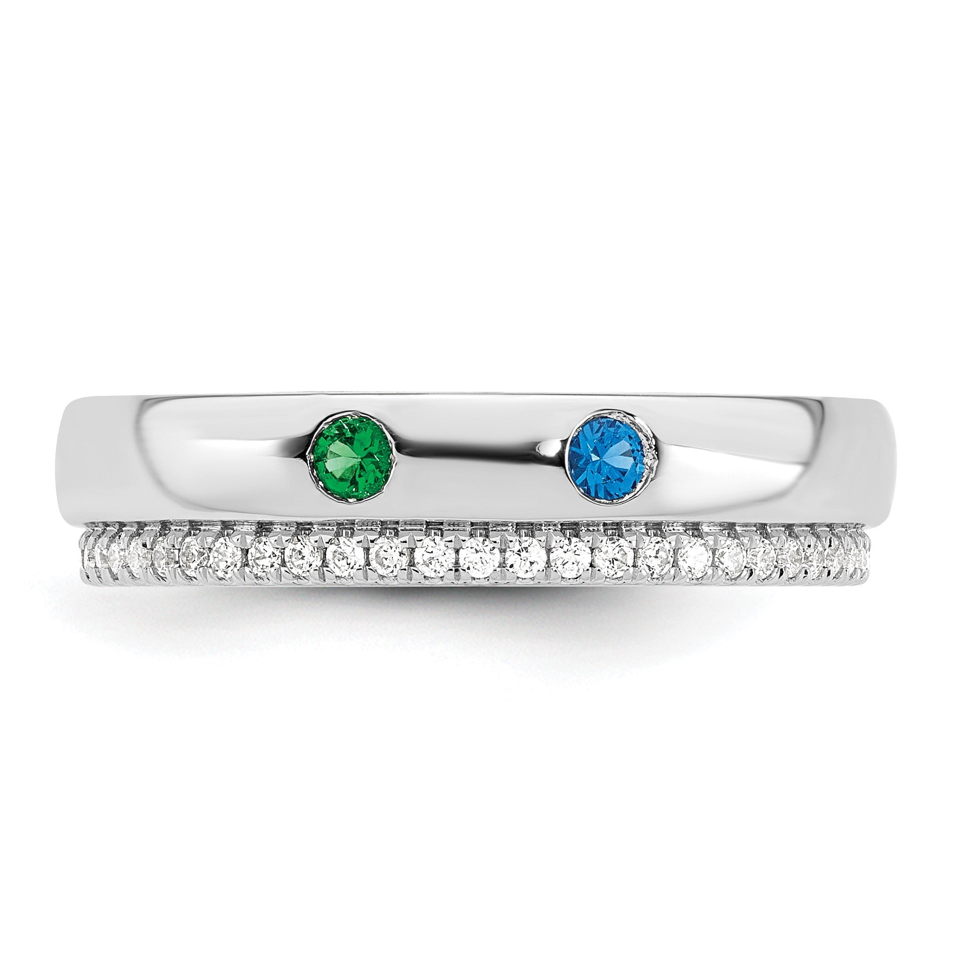 14k WG 2 Birthstone and Diamond Mother's Ring Semi-mount
