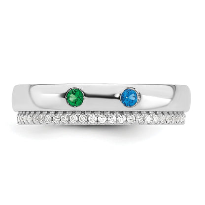 14k WG 2 Birthstone and Diamond Mother's Ring Semi-mount