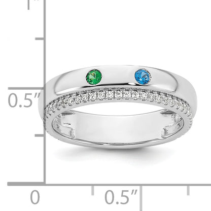 14k WG 2 Birthstone and Diamond Mother's Ring Semi-mount