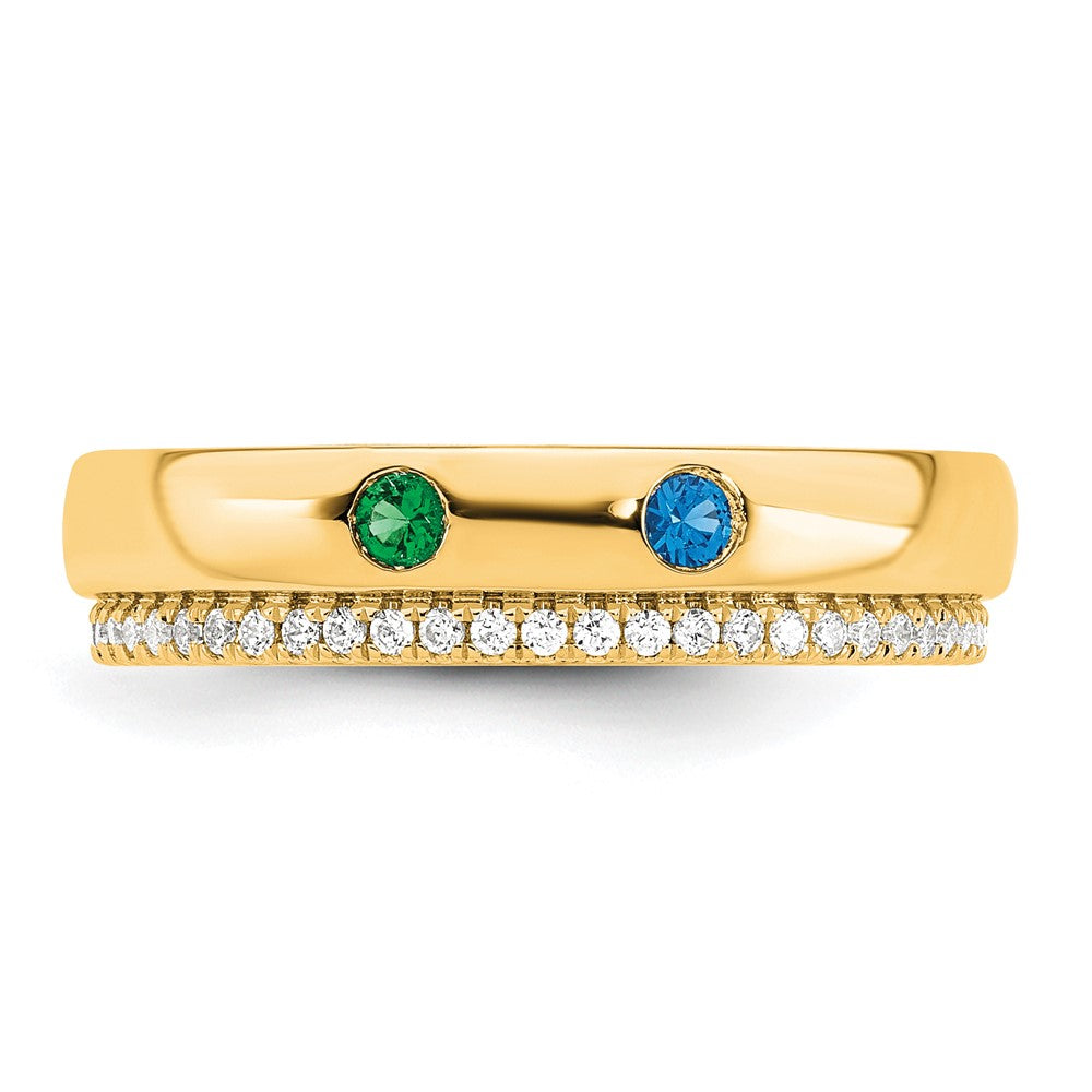 14k 2 Birthstone and Diamond Mother's Ring Semi-mount