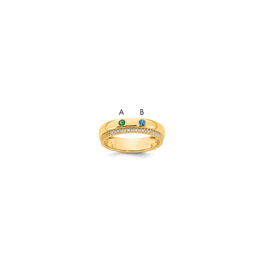 14k 2 Birthstone and Diamond Mother's Ring Semi-mount