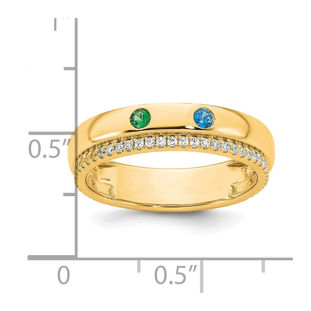 14k 2 Birthstone and Diamond Mother's Ring Semi-mount