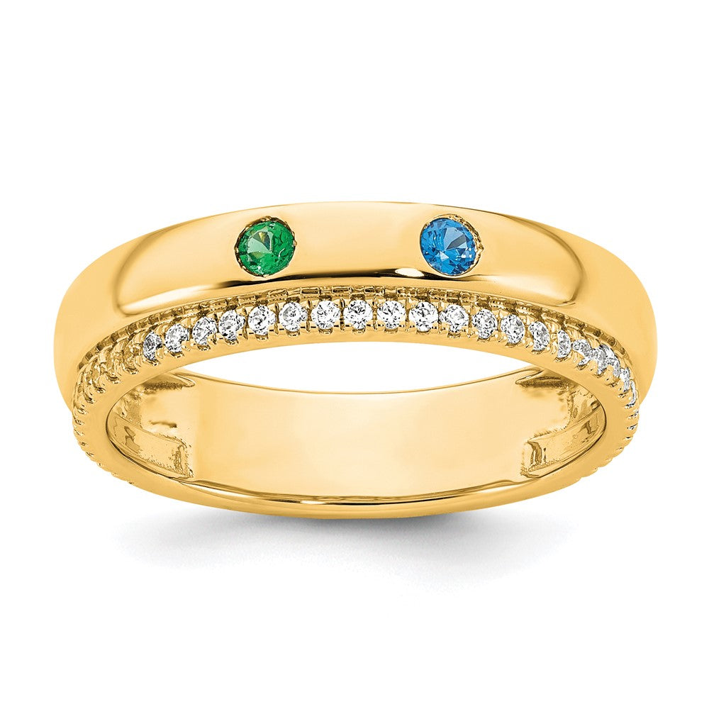 14k 2 Birthstone and Diamond Mother's Ring Semi-mount