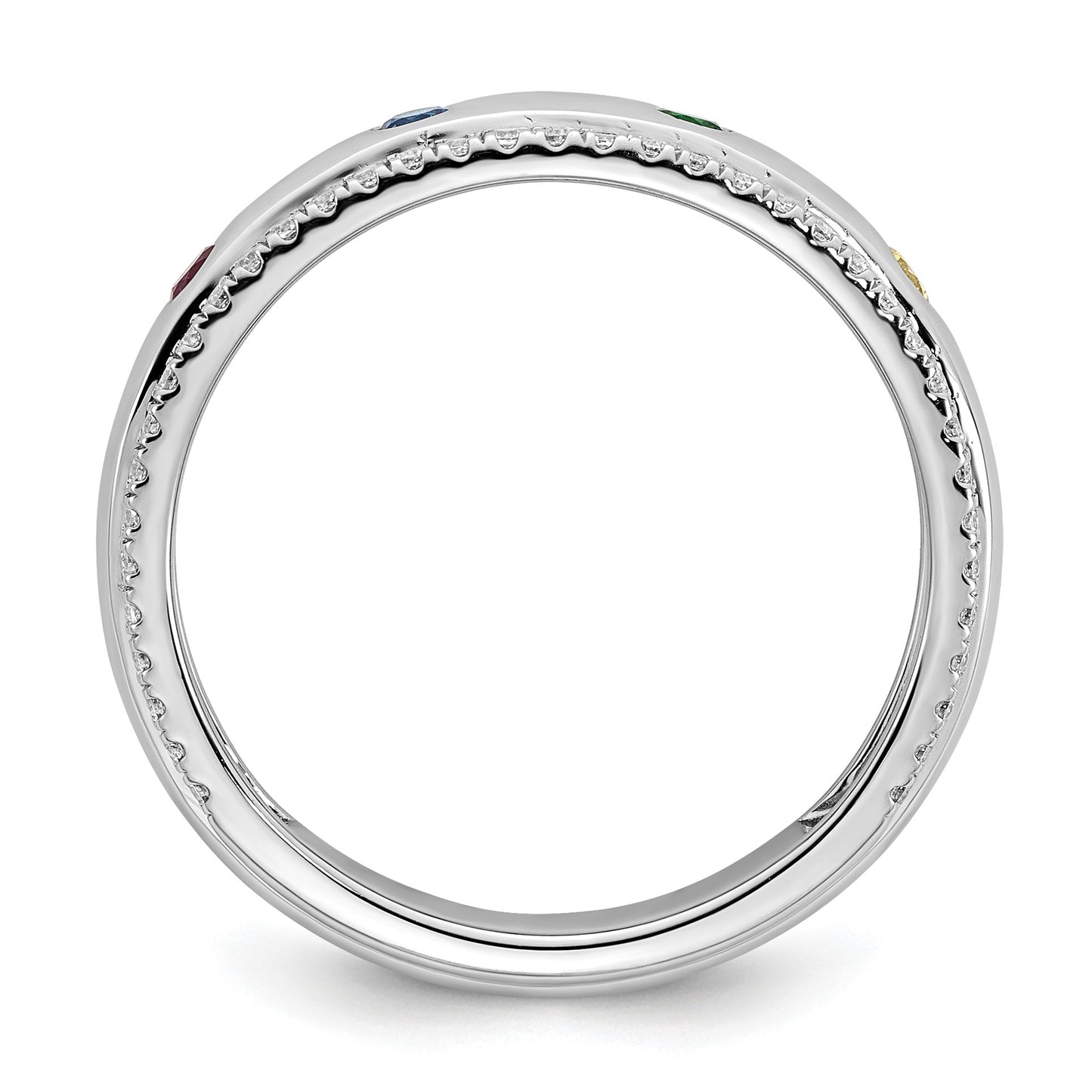 14k WG 4 Birthstone and Diamond Mother's Ring Semi-mount
