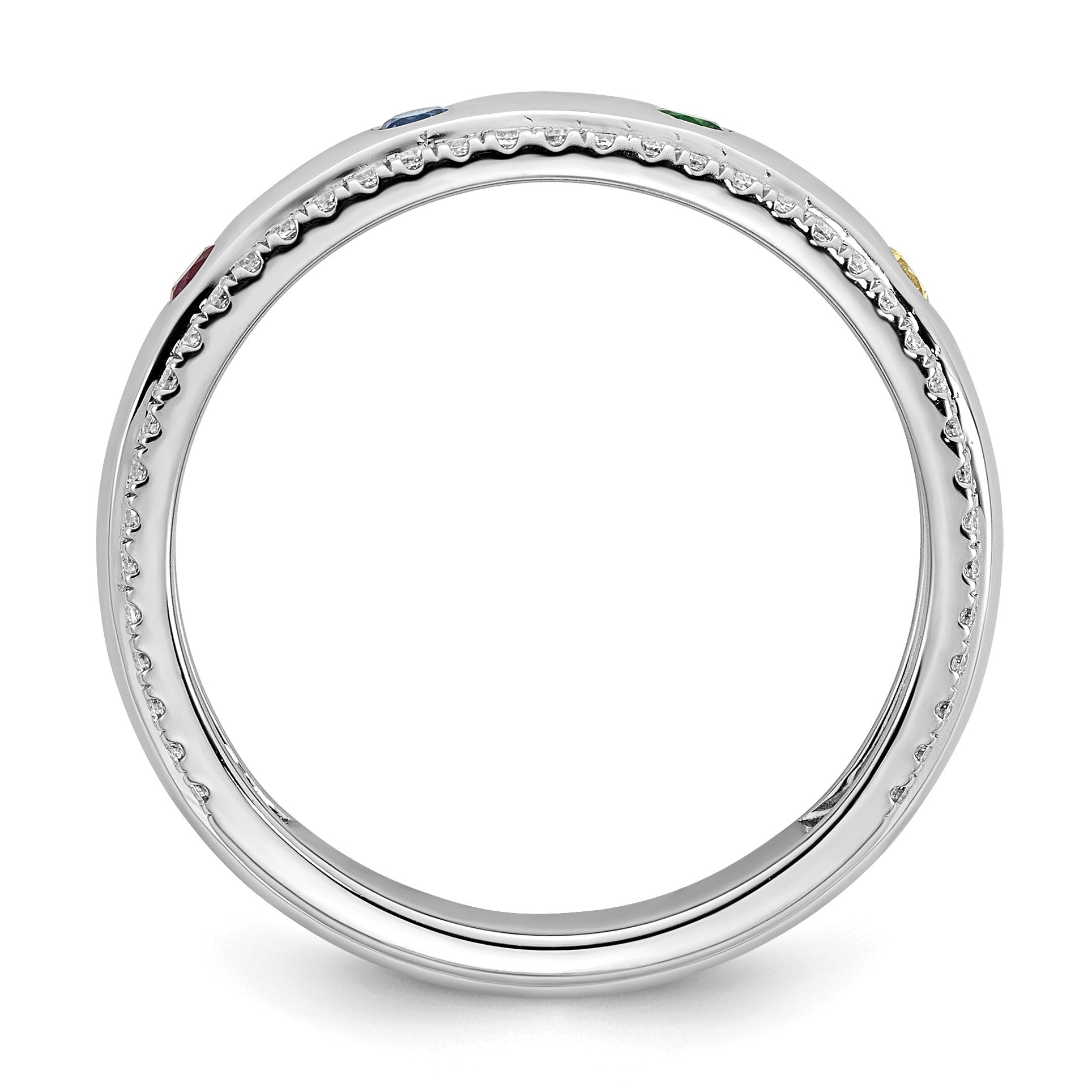 14k WG 4 Birthstone and Diamond Mother's Ring Semi-mount
