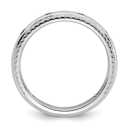 14k WG 4 Birthstone and Diamond Mother's Ring Semi-mount