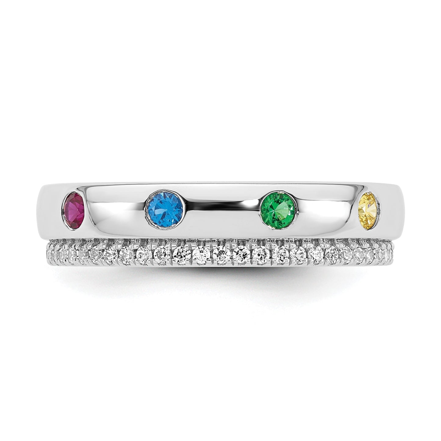 14k WG 4 Birthstone and Diamond Mother's Ring Semi-mount