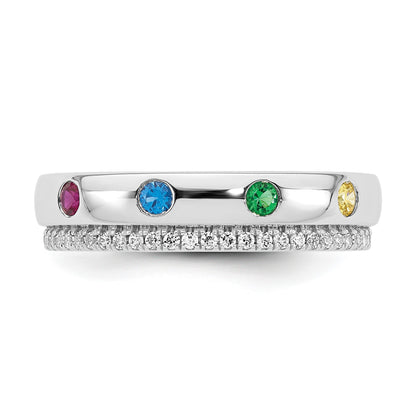 14k WG 4 Birthstone and Diamond Mother's Ring Semi-mount