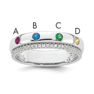 14k WG 4 Birthstone and Diamond Mother's Ring Semi-mount
