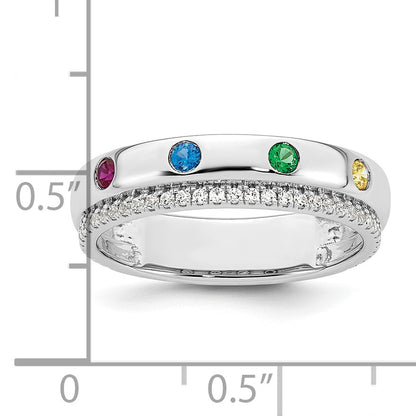 14k WG 4 Birthstone and Diamond Mother's Ring Semi-mount