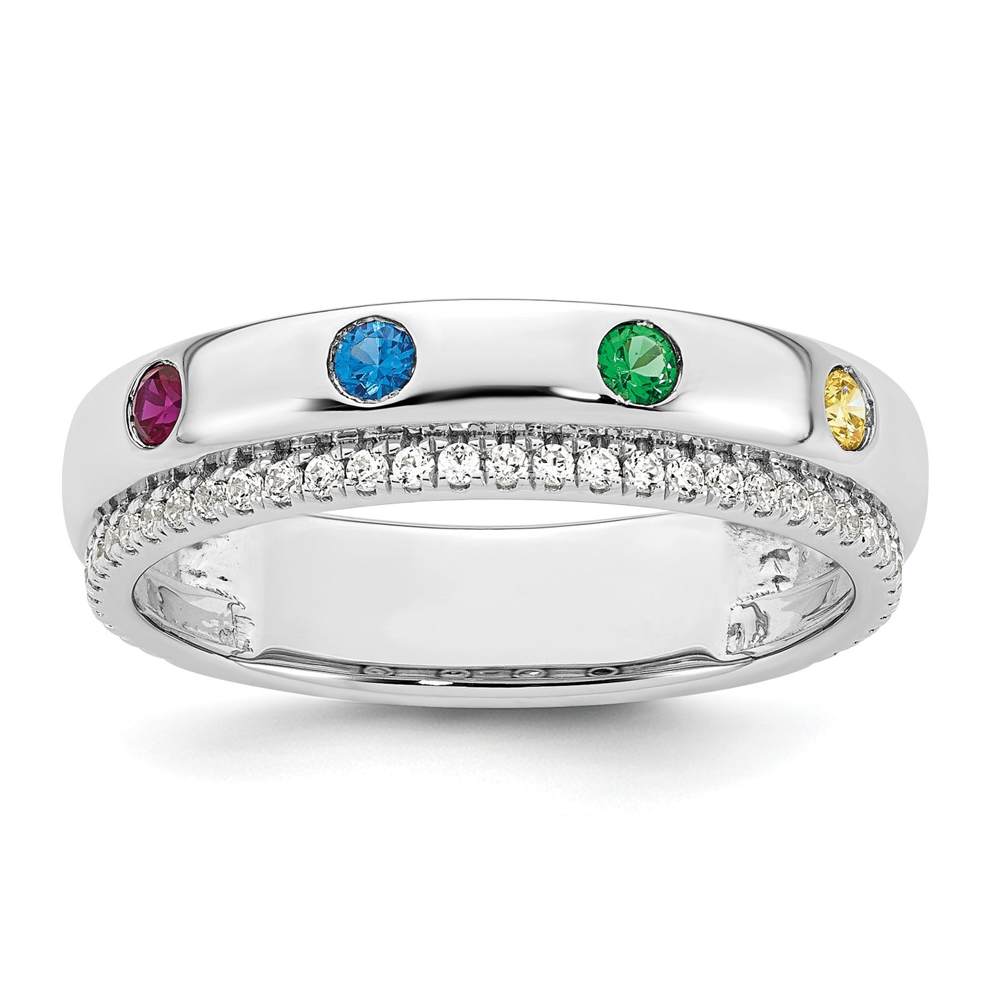 14k WG 4 Birthstone and Diamond Mother's Ring Semi-mount