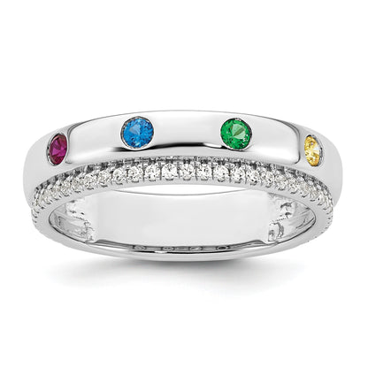 14k WG 4 Birthstone and Diamond Mother's Ring Semi-mount