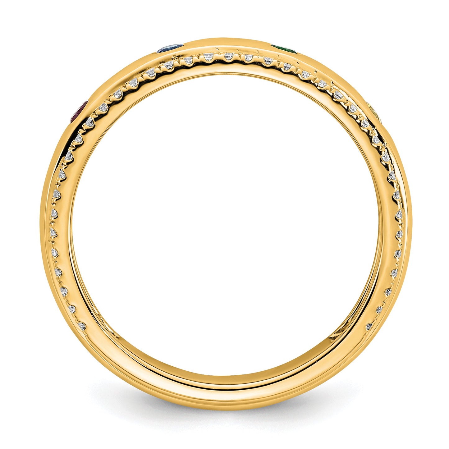 14k 4 Birthstone and Diamond Mother's Ring Semi-mount
