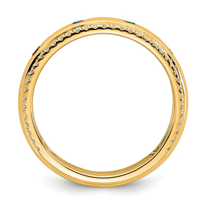 14k 4 Birthstone and Diamond Mother's Ring Semi-mount
