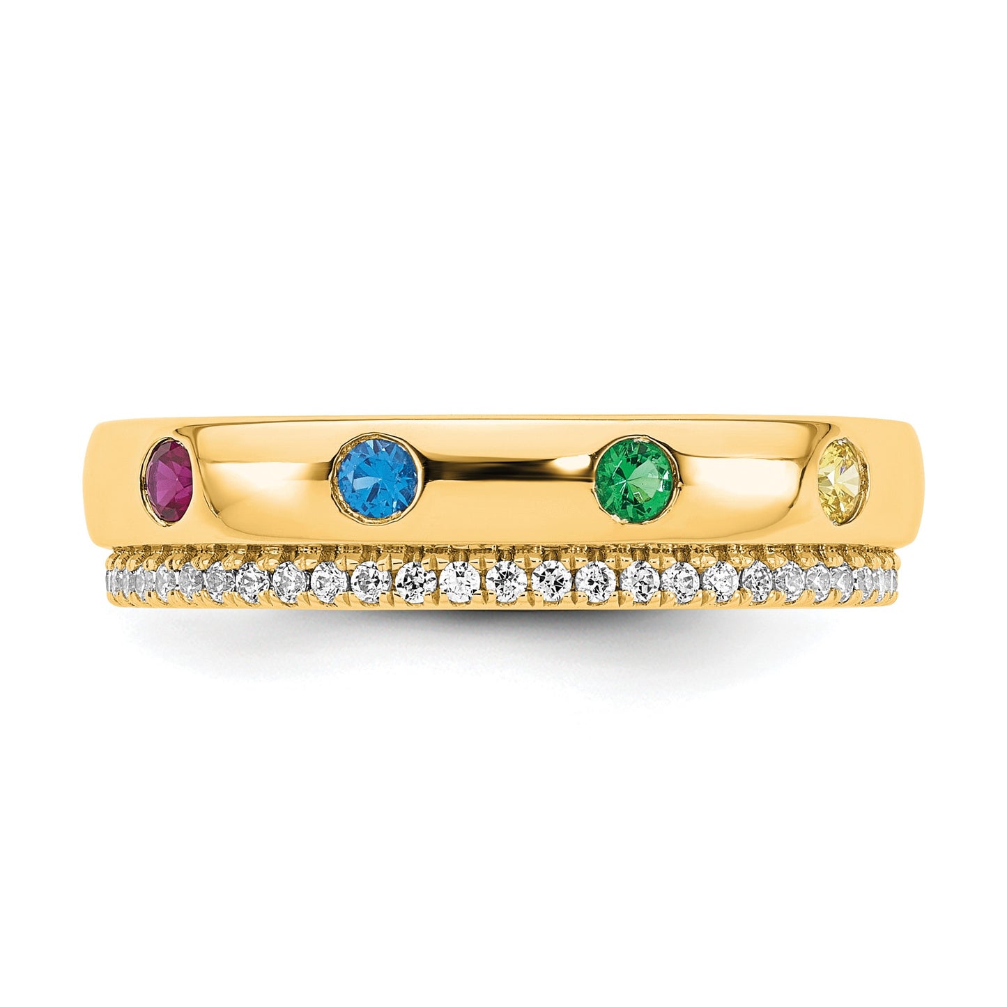 14k 4 Birthstone and Diamond Mother's Ring Semi-mount
