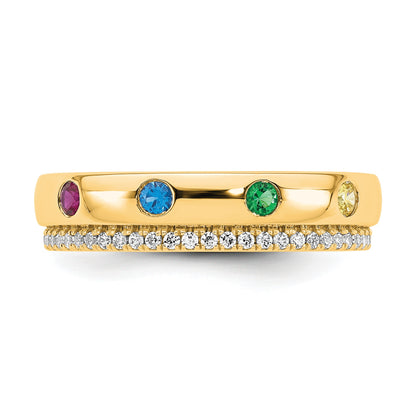 14k 4 Birthstone and Diamond Mother's Ring Semi-mount