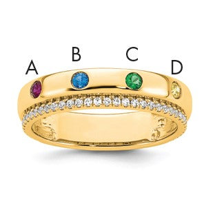 14k 4 Birthstone and Diamond Mother's Ring Semi-mount
