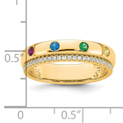 14k 4 Birthstone and Diamond Mother's Ring Semi-mount