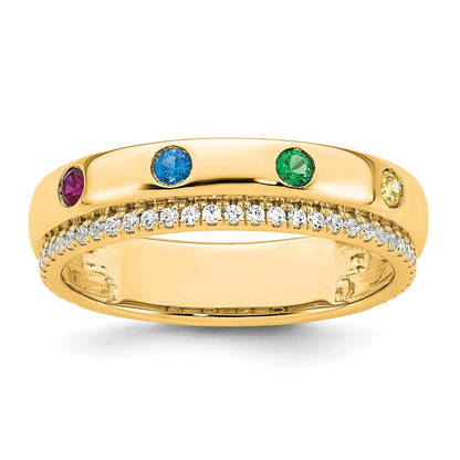 14k 4 Birthstone and Diamond Mother's Ring Semi-mount