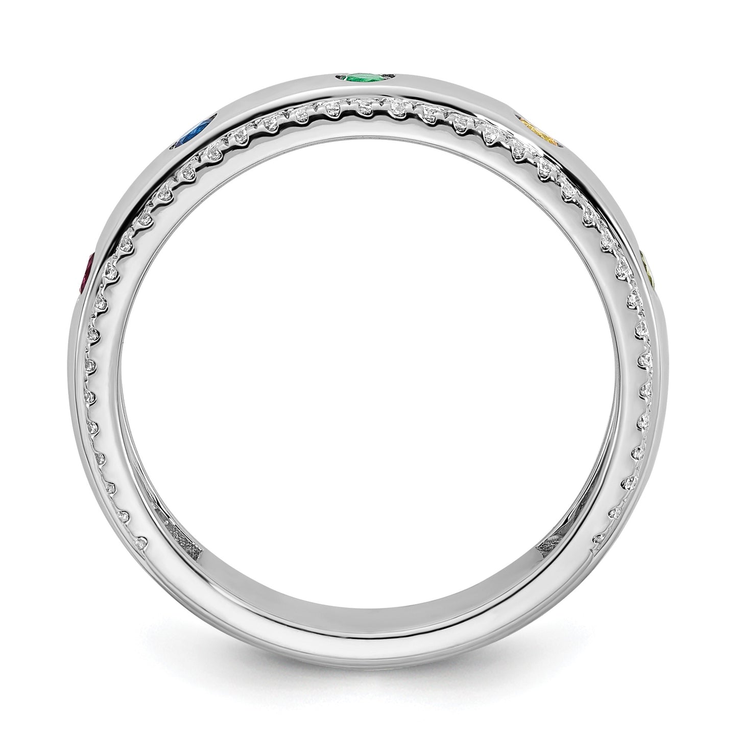 14k WG 5 Birthstone and Diamond Mother's Ring Semi-mount