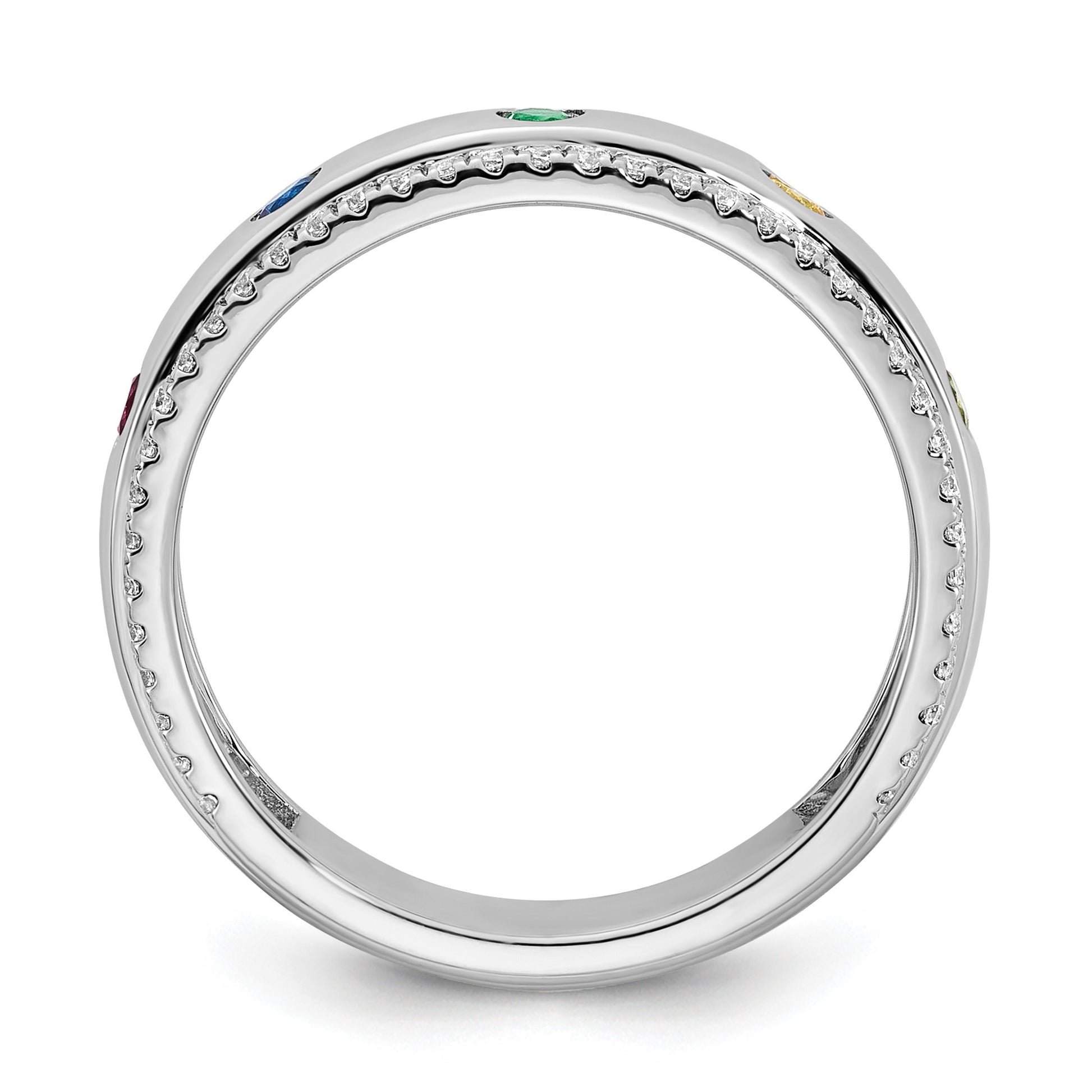 14k WG 5 Birthstone and Diamond Mother's Ring Semi-mount