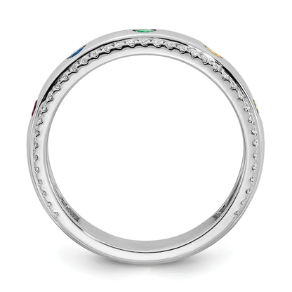 14k WG 5 Birthstone and Diamond Mother's Ring Semi-mount