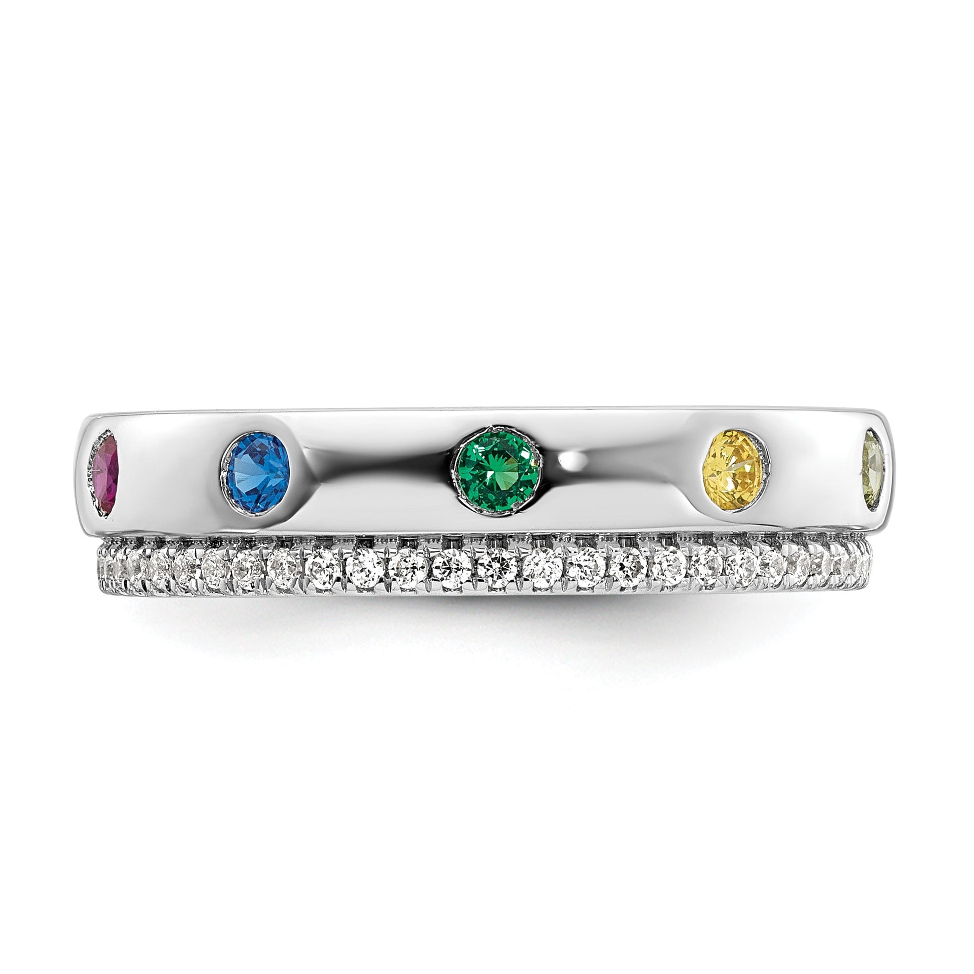 14k WG 5 Birthstone and Diamond Mother's Ring Semi-mount
