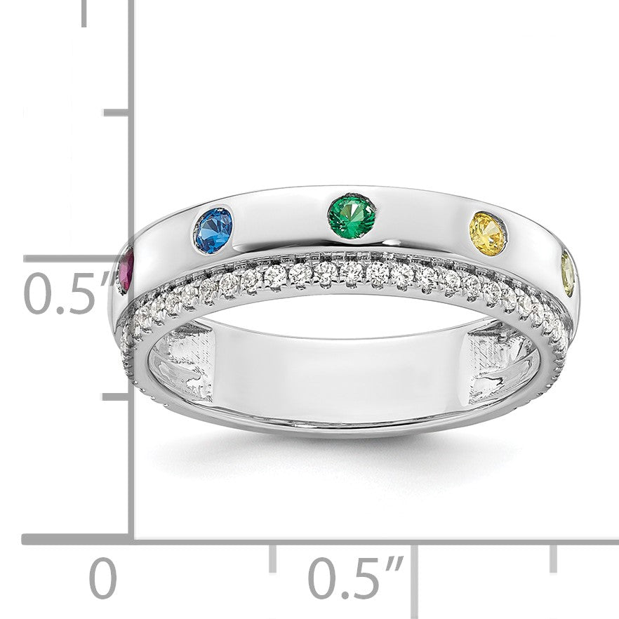 14k WG 5 Birthstone and Diamond Mother's Ring Semi-mount