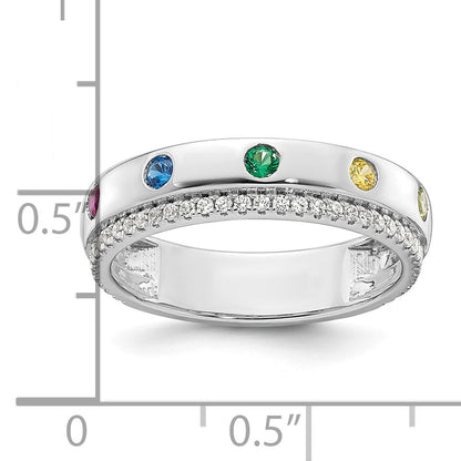 14k WG 5 Birthstone and Diamond Mother's Ring Semi-mount