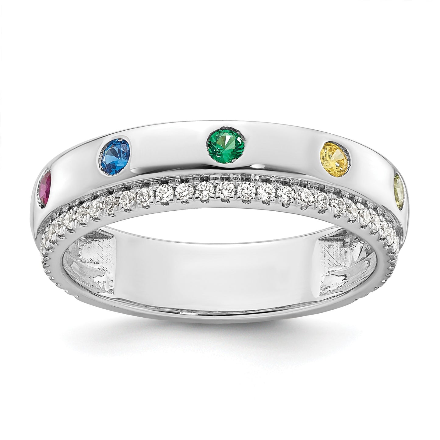 14k WG 5 Birthstone and Diamond Mother's Ring Semi-mount