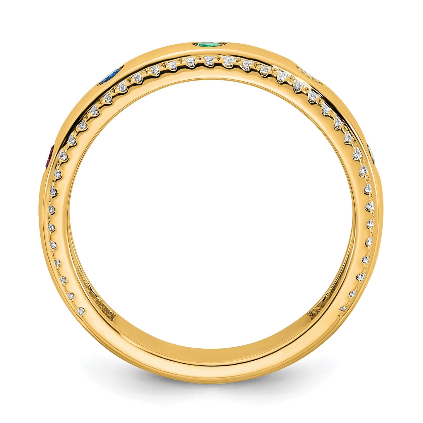 14k 5 Birthstone and Diamond Mother's Ring Semi-mount