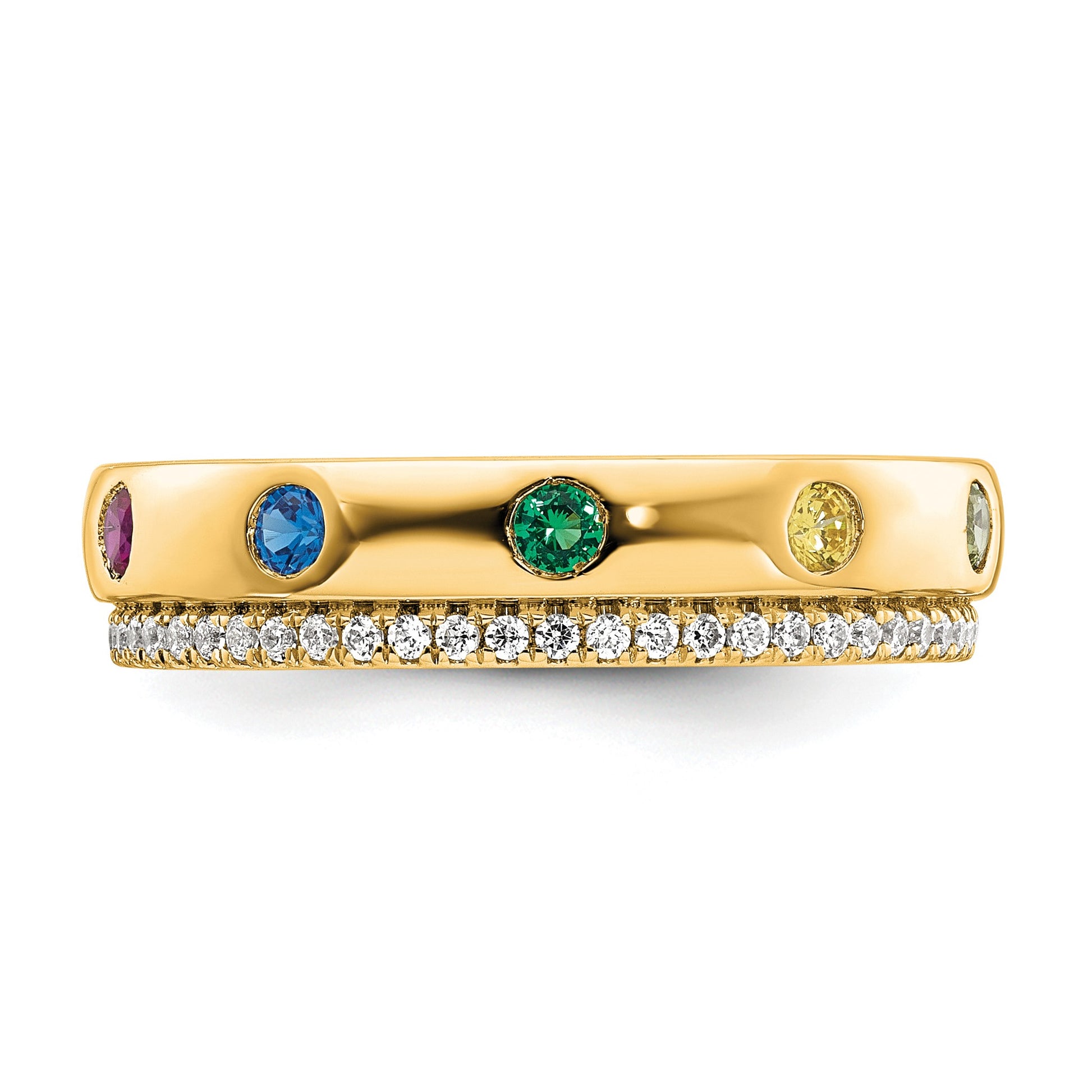 14k 5 Birthstone and Diamond Mother's Ring Semi-mount