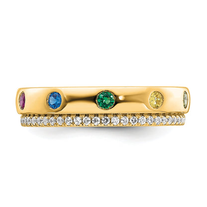 14k 5 Birthstone and Diamond Mother's Ring Semi-mount