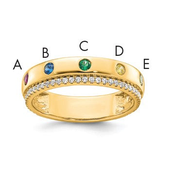 14k 5 Birthstone and Diamond Mother's Ring Semi-mount
