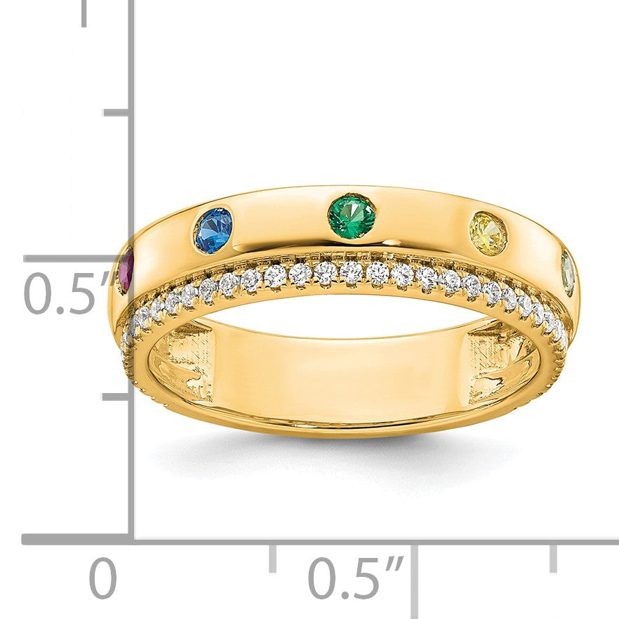 14k 5 Birthstone and Diamond Mother's Ring Semi-mount