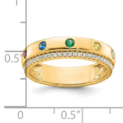14k 5 Birthstone and Diamond Mother's Ring Semi-mount