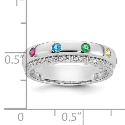 14k WG 6 Birthstone and Diamond Mother's Ring Semi-mount