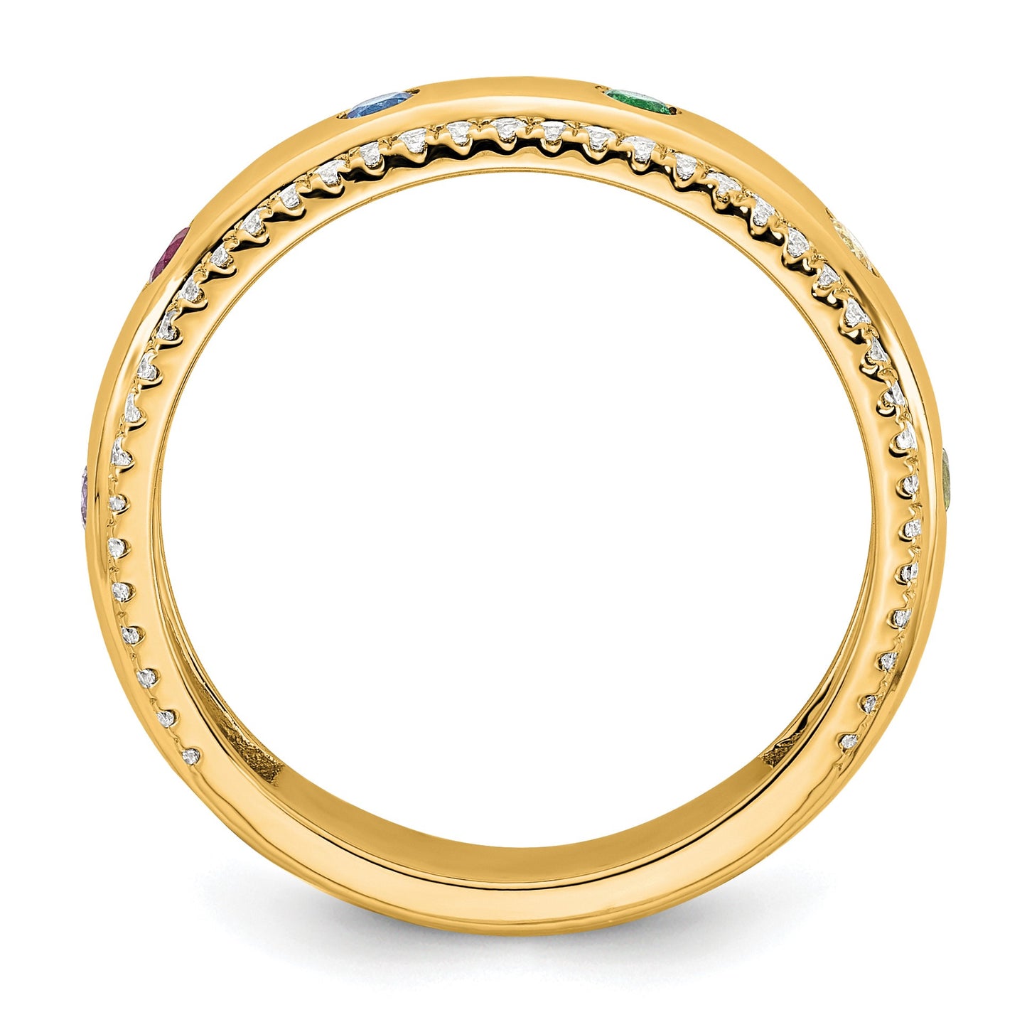 14k 6 Birthstone and Diamond Mother's Ring Semi-mount