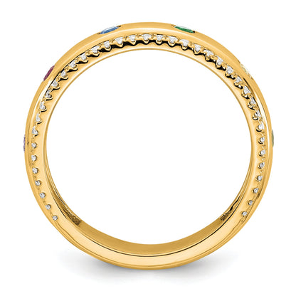14k 6 Birthstone and Diamond Mother's Ring Semi-mount