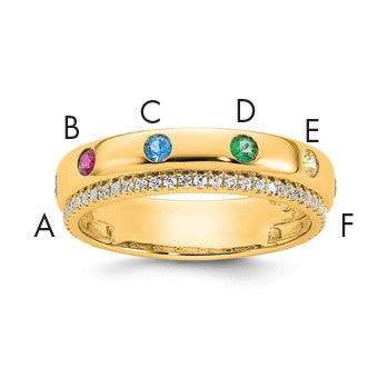 14k 6 Birthstone and Diamond Mother's Ring Semi-mount